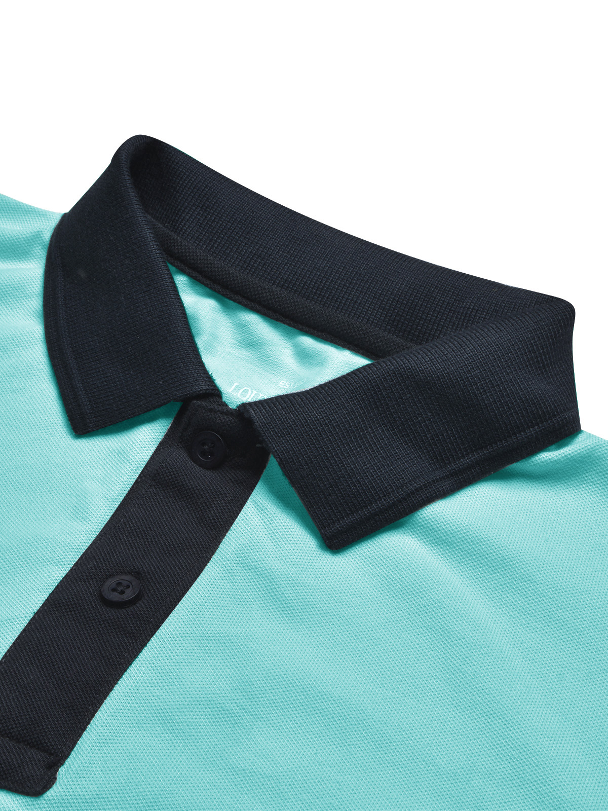 LV Summer Polo Shirt For Men-Light Cyan Blue & Dark Navy-SP1547/RT2367
