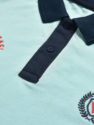 LV Summer Polo Shirt For Men-Light Cyan & Dark Navy-BE676/BR12929