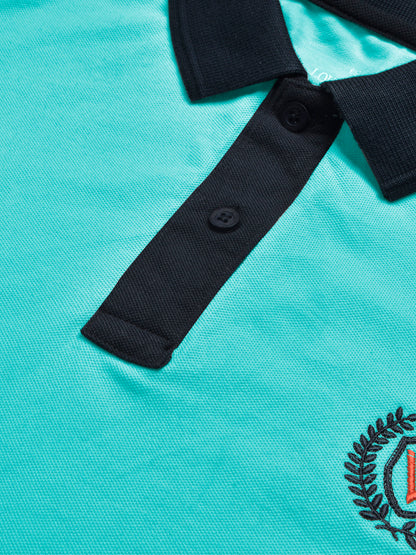 LV Summer Polo Shirt For Men-Light Cyan Blue & Dark Navy-SP1547/RT2367