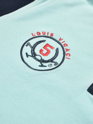 LV Summer Polo Shirt For Men-Light Cyan & Dark Navy-BE676/BR12929