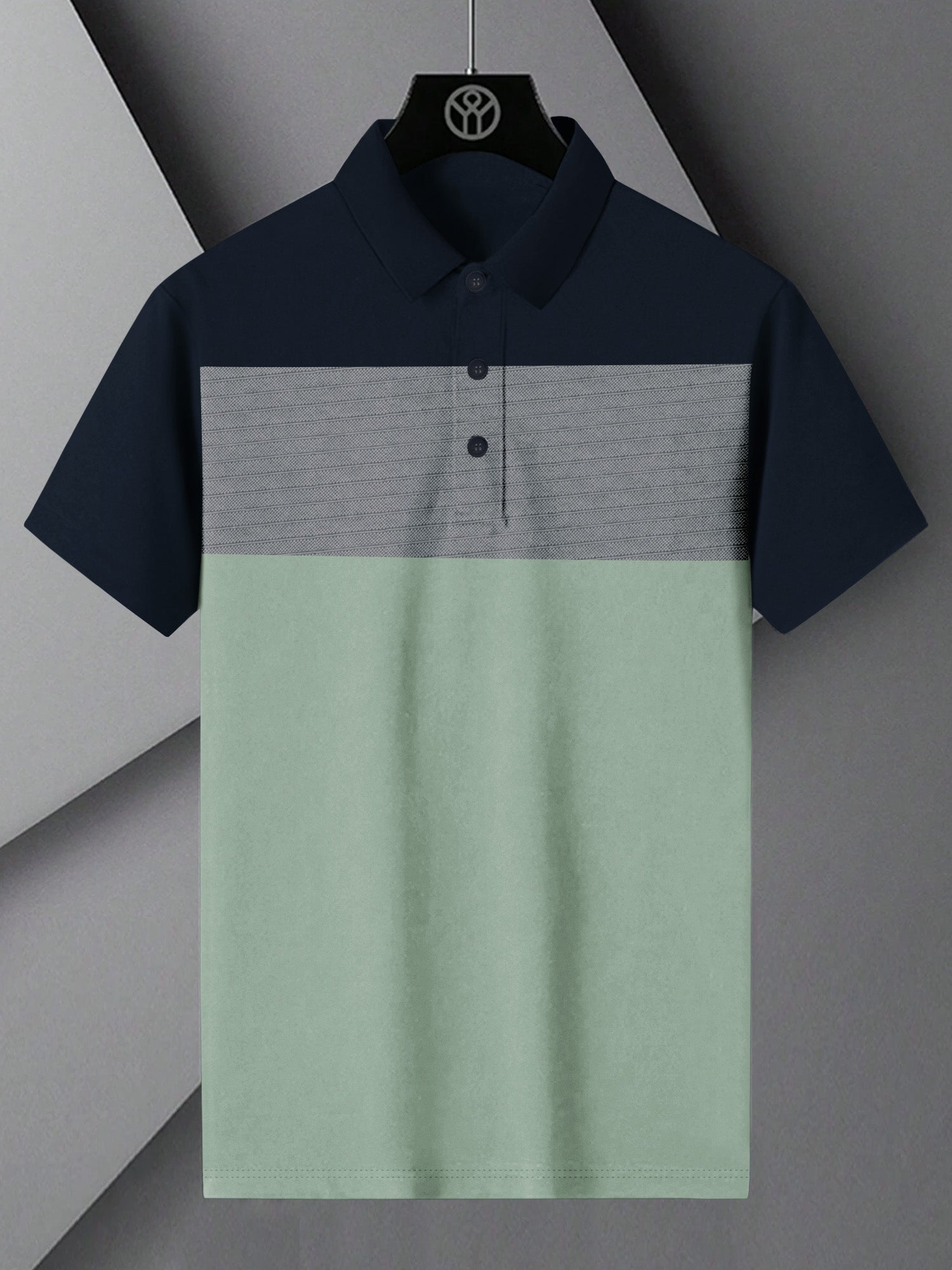 NXT Summer Polo Shirt For Men-Light Green with Navy Panel-BE688/BR12941