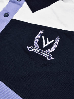 LV Summer Polo Shirt For Men-Light Purple with Navy & White-BE678/BR12931