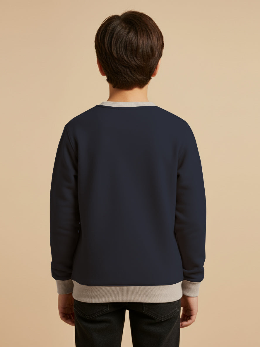 NXT Fleece Sweatshirt For Kids-Dark Navy & Skin-KSS001