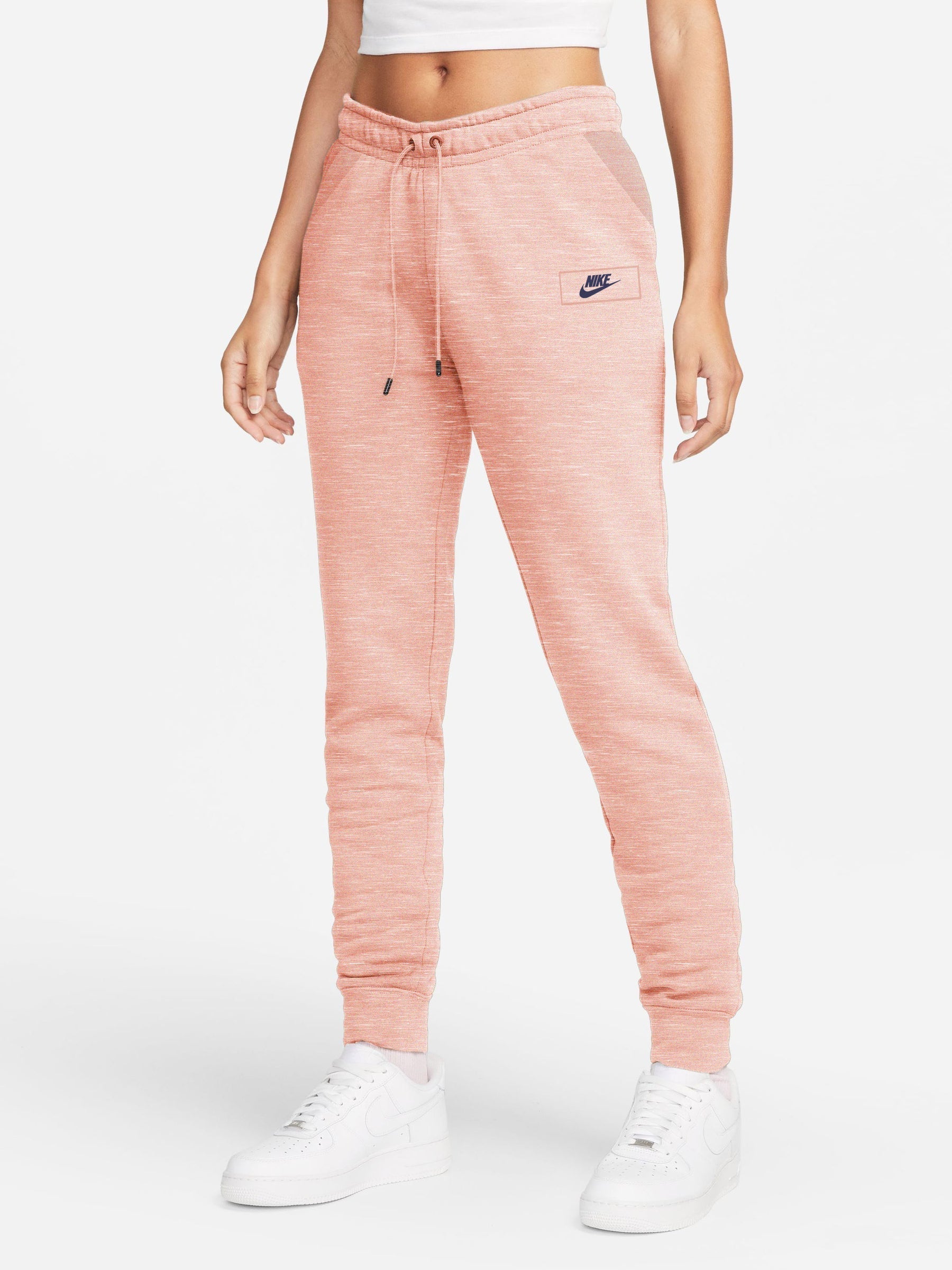 NK Fleece Slim Fit Jogger Trouser For Ladies-Peach Melange-RT1268