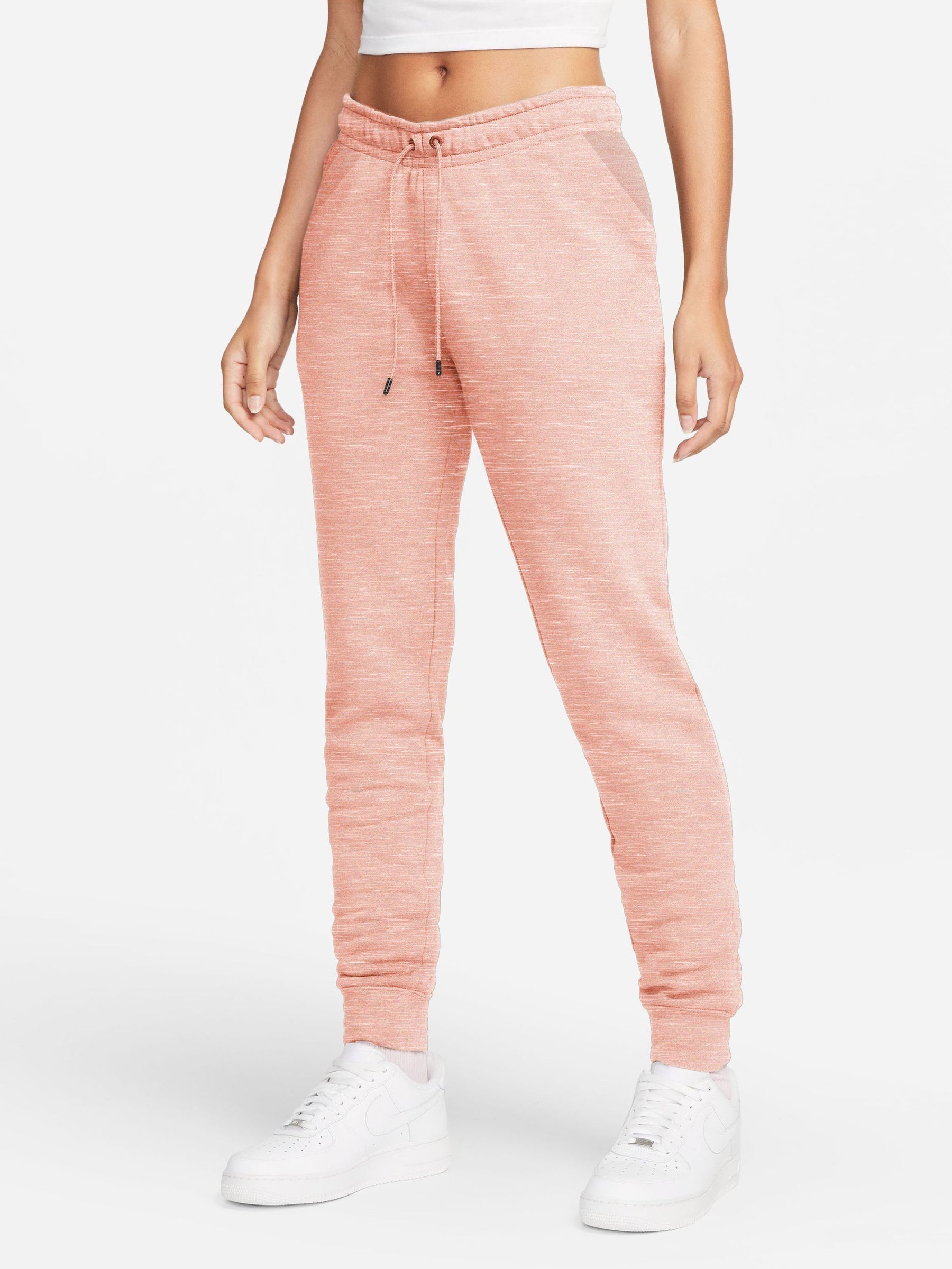 NK Fleece Slim Fit Jogger Trouser For Ladies-Peach Melange-RT1268
