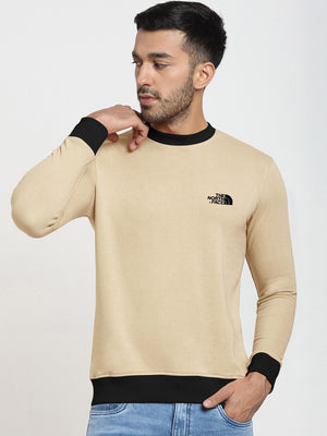 TNF Fleece Funky Style Sweatshirt For Men-Skin with Black-BE2357