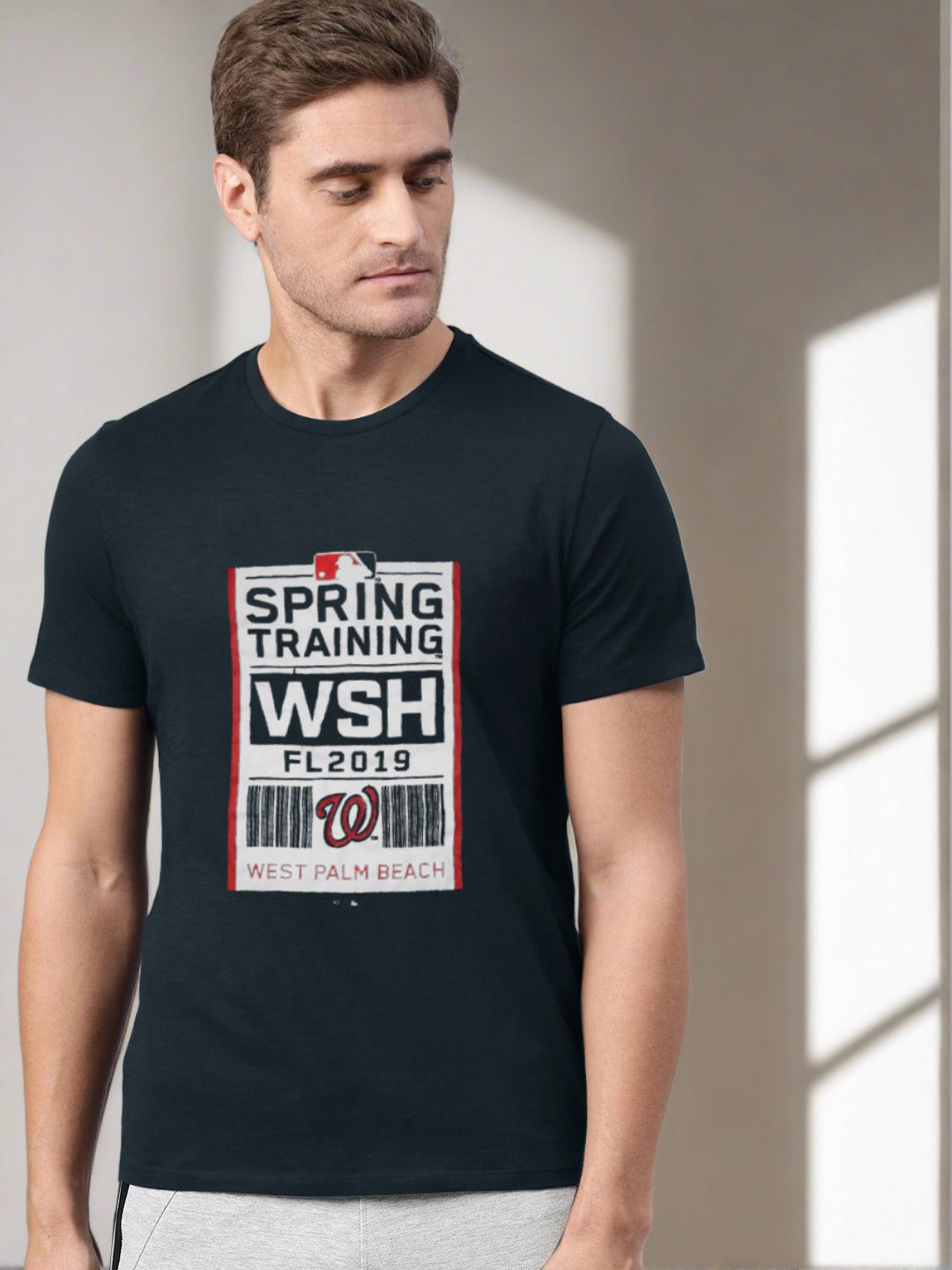 47 Crew Neck Half Sleeve Tee Shirt For Men-Navy with Print-SP2033