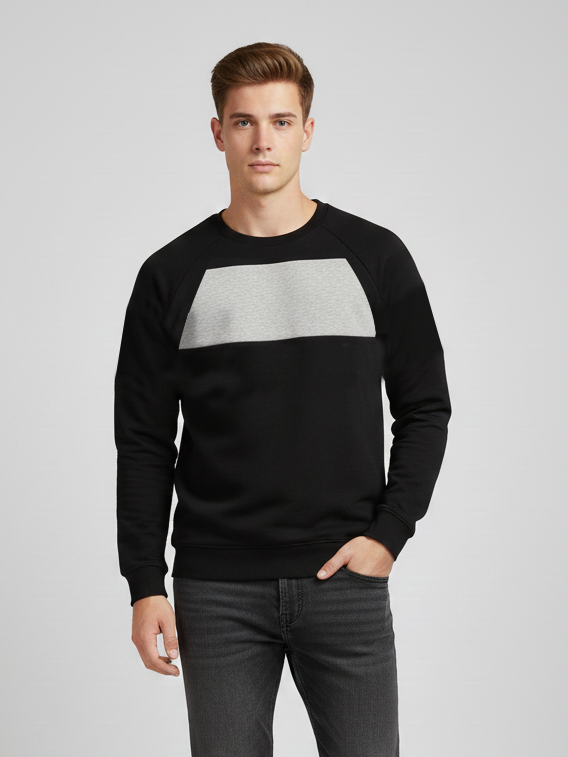 Upgrade Fashion Terry Fleece Sweatshirt For Men-Black-UFS05