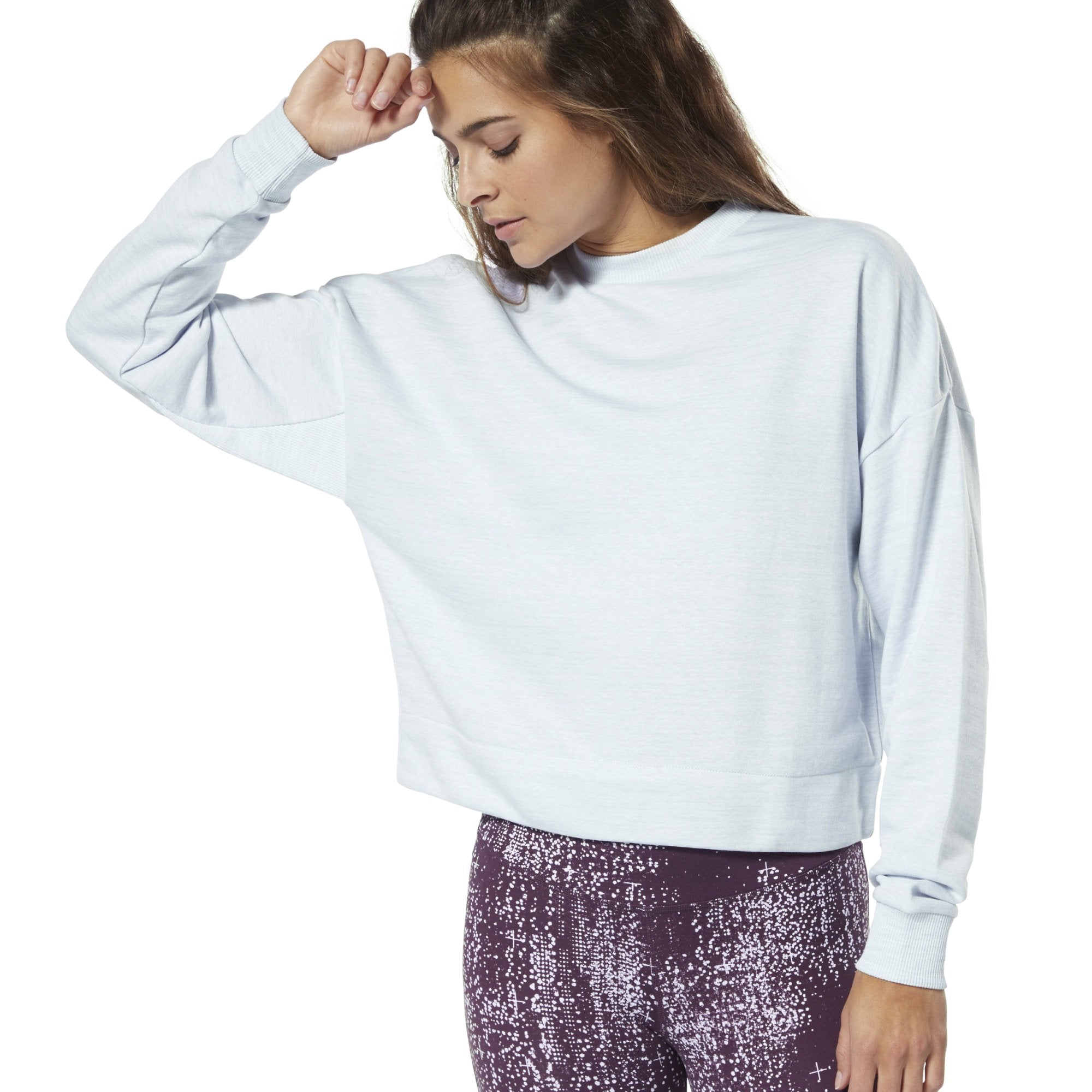 NYC Polo Training Essentials Marble Crew Sweatshirt For Ladies-Ice Mint Melange-BE168/BR978