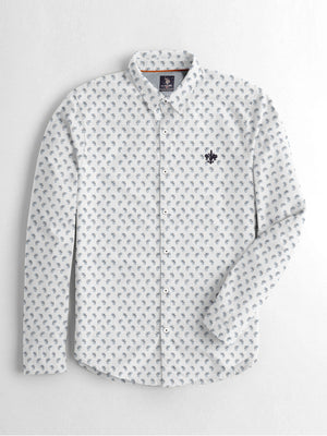 U.SPA Premium Casual Shirt For Men-White with Allover Print-BE1415