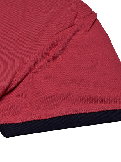 U.S Polo Assn. Summer Polo Shirt For Men-Dark Pink with Navy & White Panel-BE807