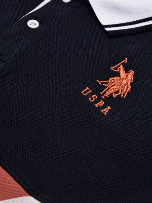 U.S Polo Assn. Summer Polo Shirt For Men-Navy with Coral Orange & White Panel-BE781/BR13028