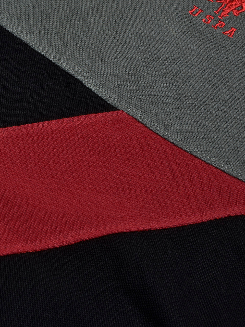 U.S Polo Assn. Summer Polo Shirt For Men-Olive with Black & Red Panel-BE831/BR13070