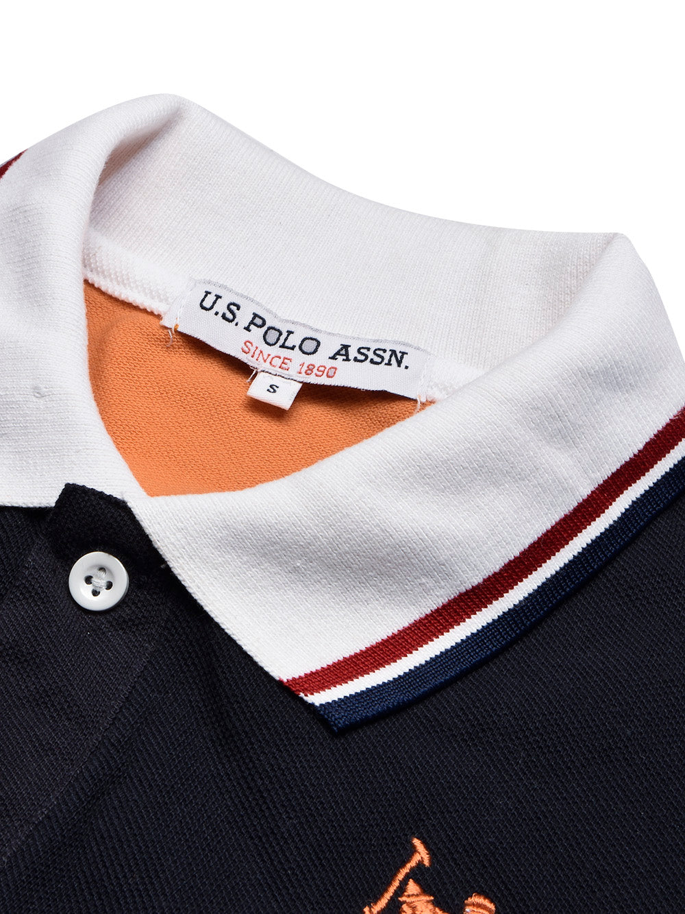 U.S Polo Assn. Summer Polo Shirt For Men-Orange with Navy & White Panel-BE809/BR13050