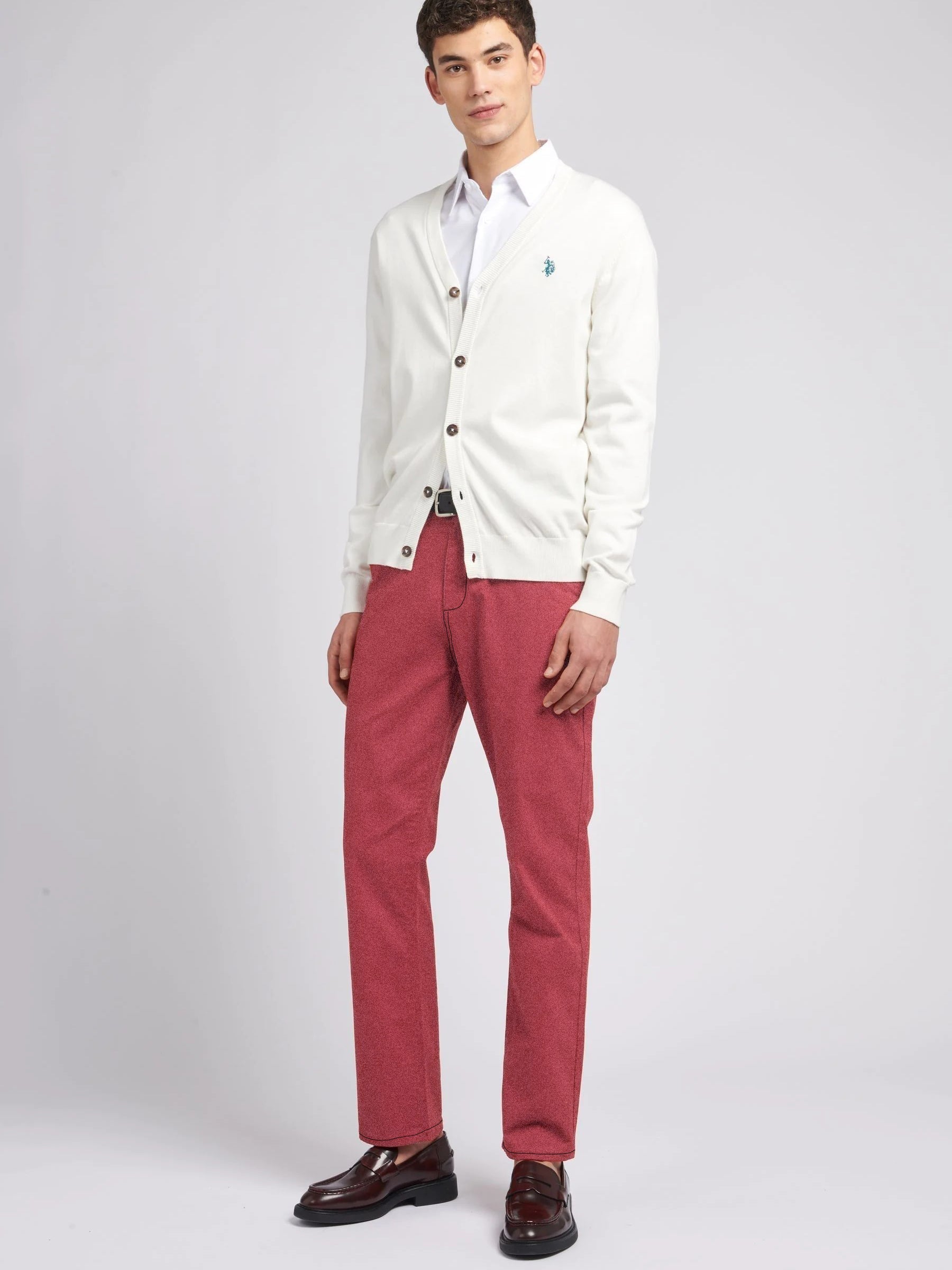 Morfin Slim Fit Cotton Chino Pent For Men-Carrot Red Melange-RT1811