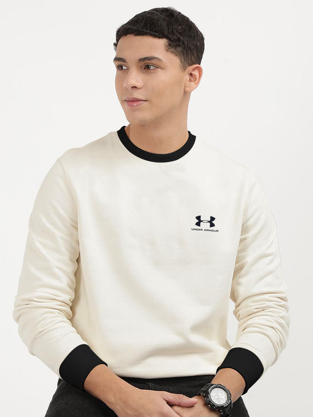 UA Fleece Funky Style Sweatshirt For Men-Skin with Black-BE2345