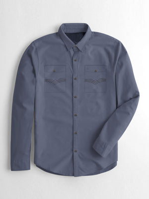 USPA Premium Slim Fit Casual Shirt For Men-Steal Blue-BE1418