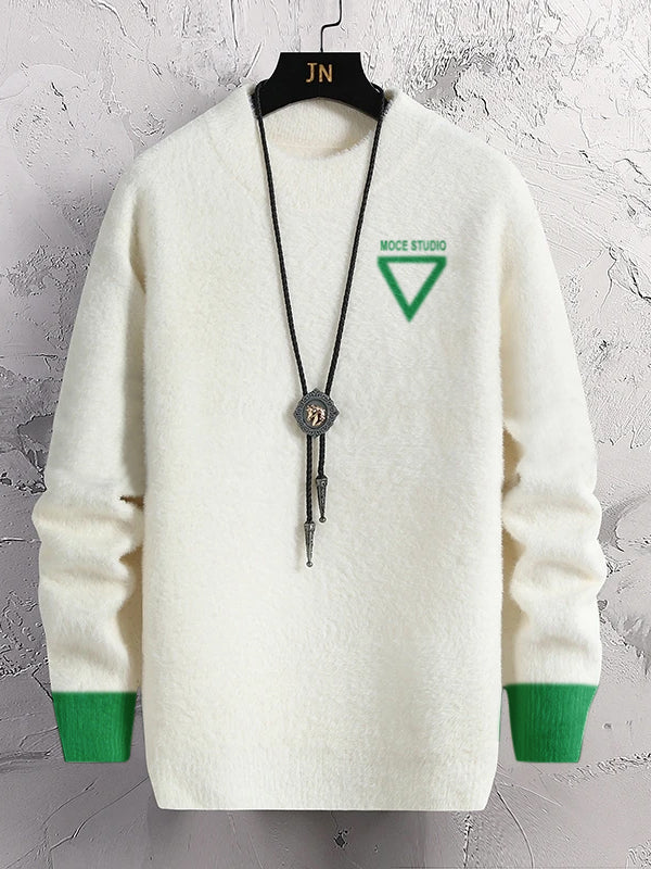 Louis Vicaci Turtle Neck Rabbit Wool Sweatshirt-Off White-BE425/BR1187