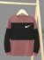 NK Crew Neck Single Jersey Long Sleeve Tee Shirt For Kids-Dark Tea Pink with Black Panel-SP2299