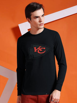 47 Single Jersey Crew Neck Long Sleeve Shirt For Men-Navy with Print