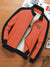P&B Fleece Zipper Mock Neck Jacket For Men-Orange with Black-BE550