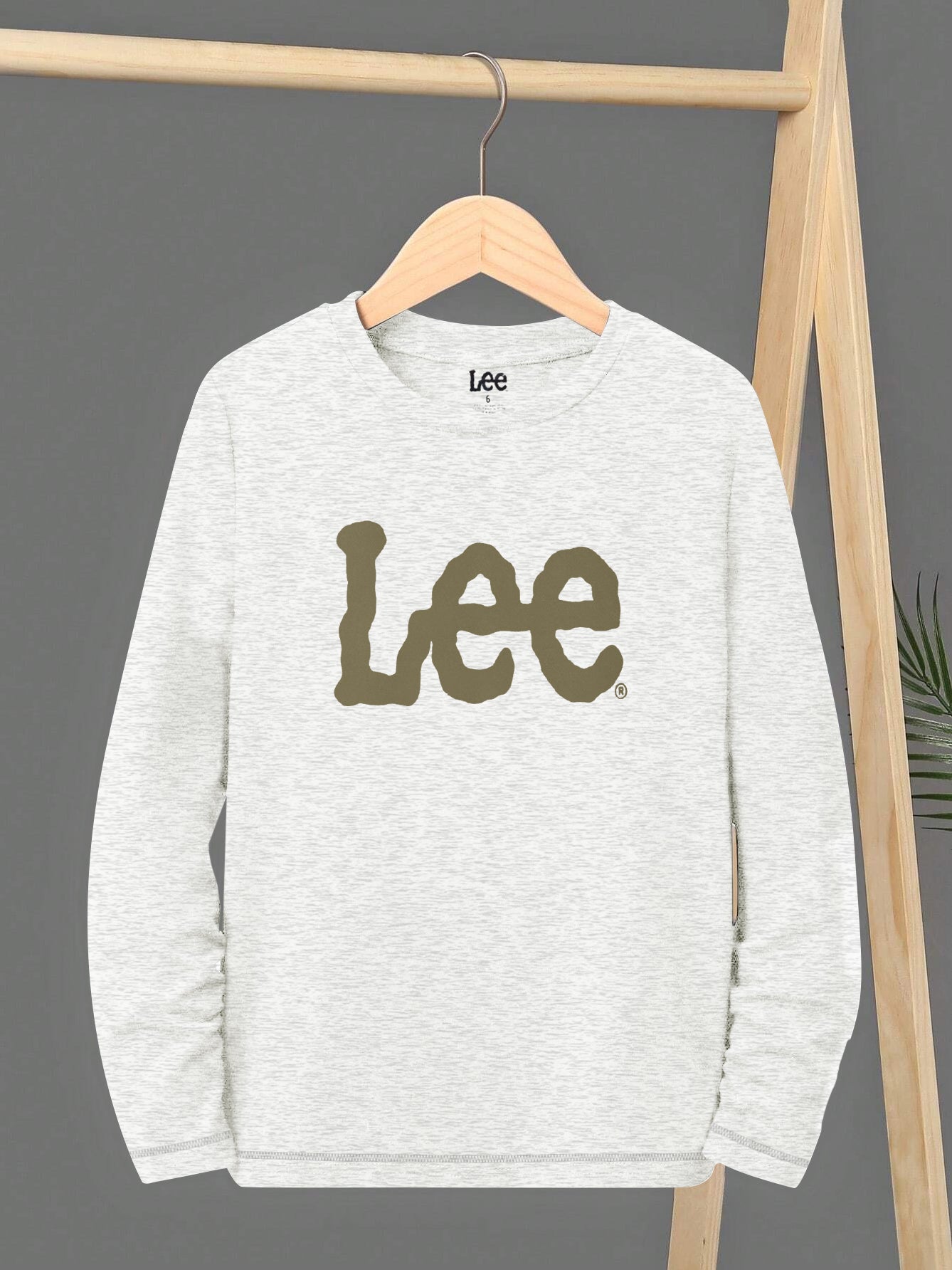 Lee Long Sleeve Tee Shirt For Kids-Off White Melange-SP3027