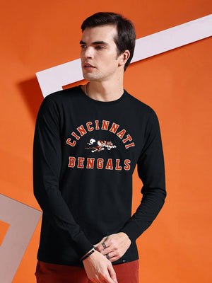 47 Single Jersey Crew Neck Long Sleeve Shirt For Men-Navy with Print