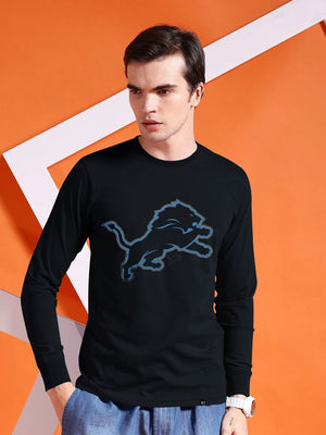 47 Single Jersey Crew Neck Long Sleeve Shirt For Men-Navy with Print