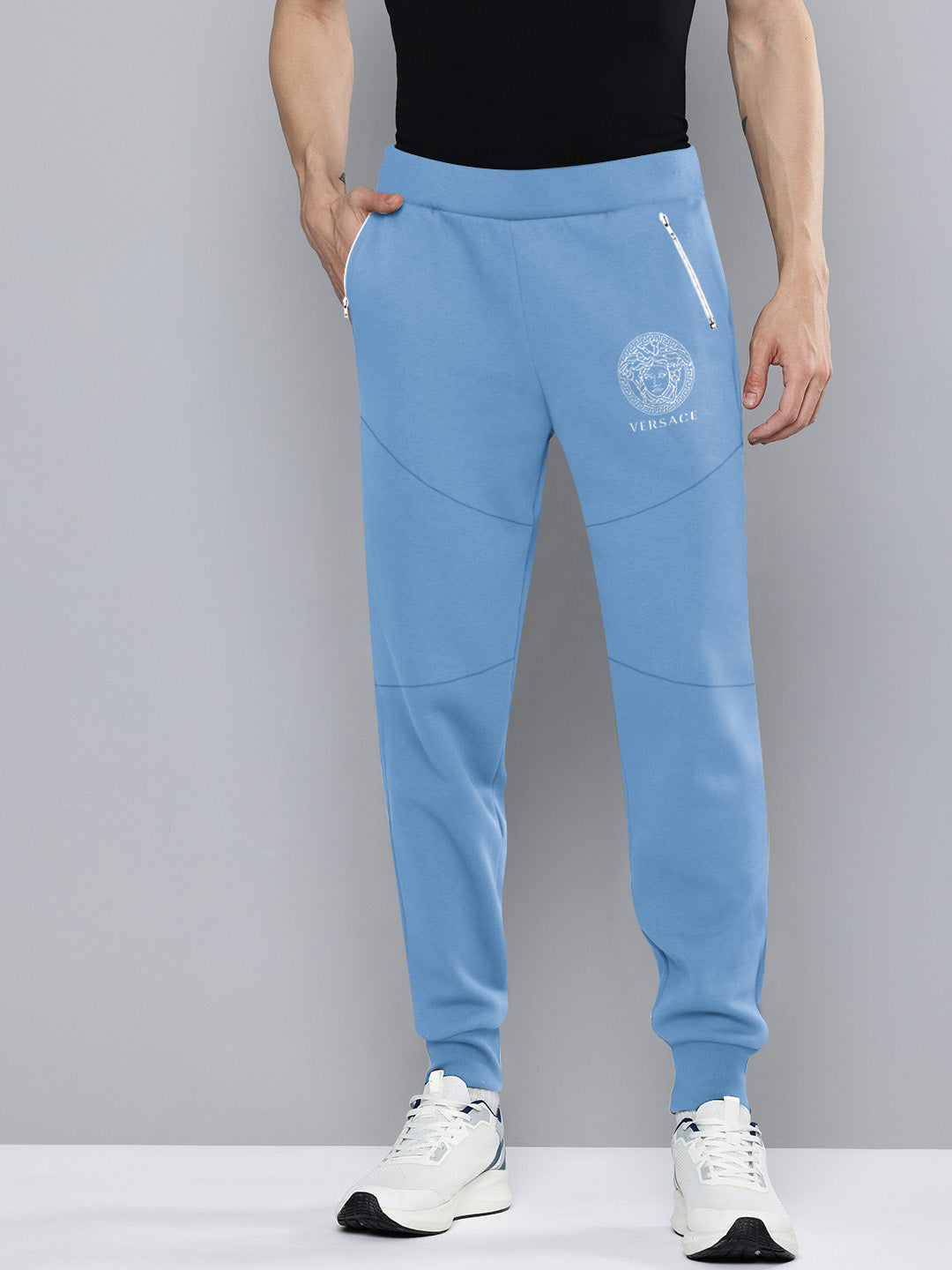 VERSACE Terry Fleece Jogger Sweatpant For Men-Sky-BE2707