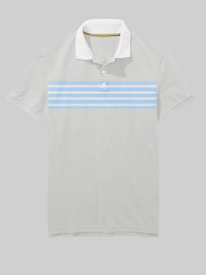 Summer Polo Shirt For Men-Smoke White with Sky Blue Pannel-RT48