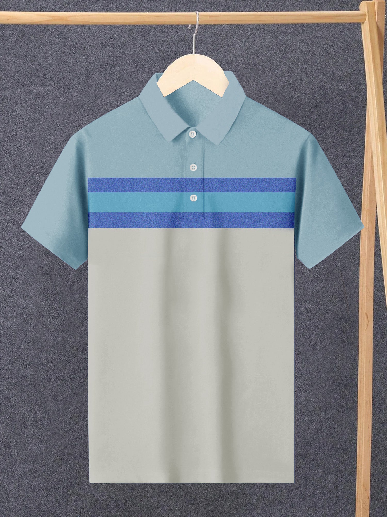 NXT Summer Polo Shirt For Men-Sky Blue with Stripes-SP1530/RT2363