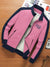 P&B Fleece Zipper Mock Neck Jacket For Men-Pink with Navy-BE526