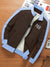 P&B Terry Fleece Zipper Mock Neck Jacket For Men-Dark Brown with Sky-BE487/BR1264