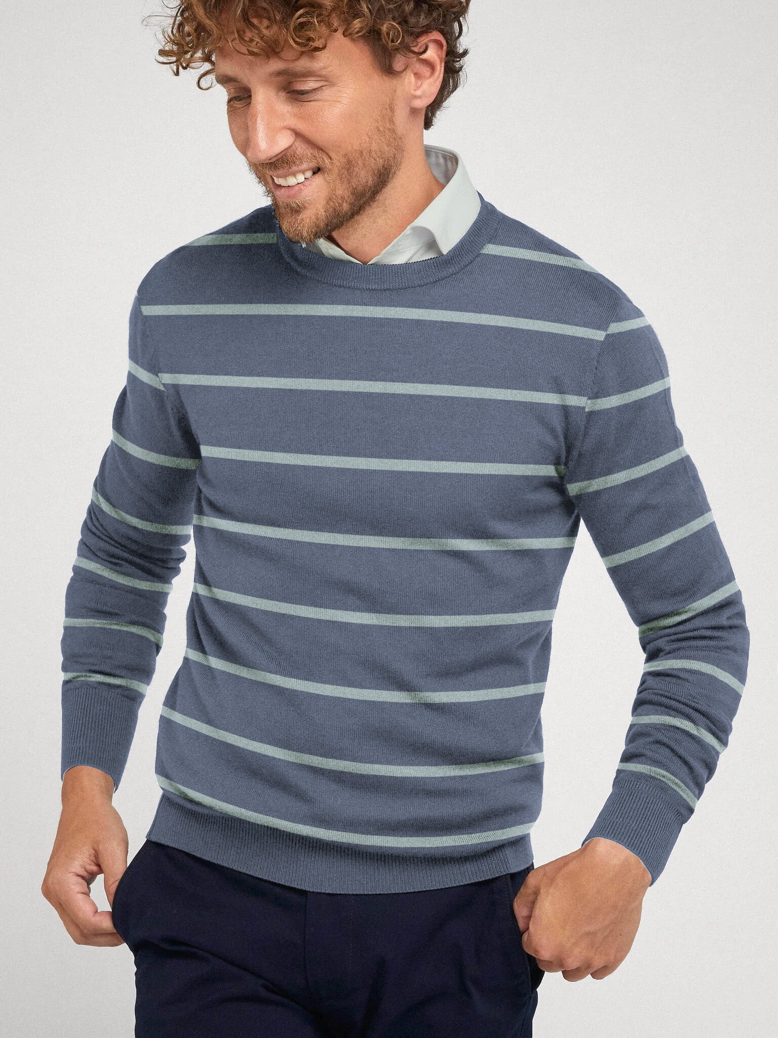 Baleno Crew Neck Inner Shirt Style Wool Sweatshirt For Men-Slate Grey-BE498