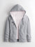 Adidas Faux Fur Zipper Hoodie For Men-Grey Melange-SP3318