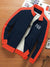 P&B Fleece Zipper Mock Neck Jacket For Men-Dark Navy with Orange Melange-BE538