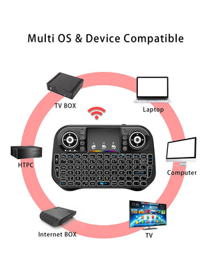 I10 Mini Wireless + Bluetooth 7 Color Backlit Light 2.4Ghz Air Mouse With Touchpad-BE1972/BR14113