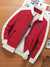 P&B Fleece Zipper Mock Neck Jacket For Men-Red with White-BE531