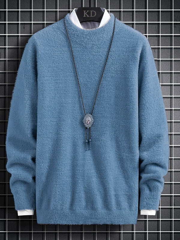 Louis Vicaci Turtle Neck Rabbit Wool Sweatshirt-Light Blue-BE414/BR1176