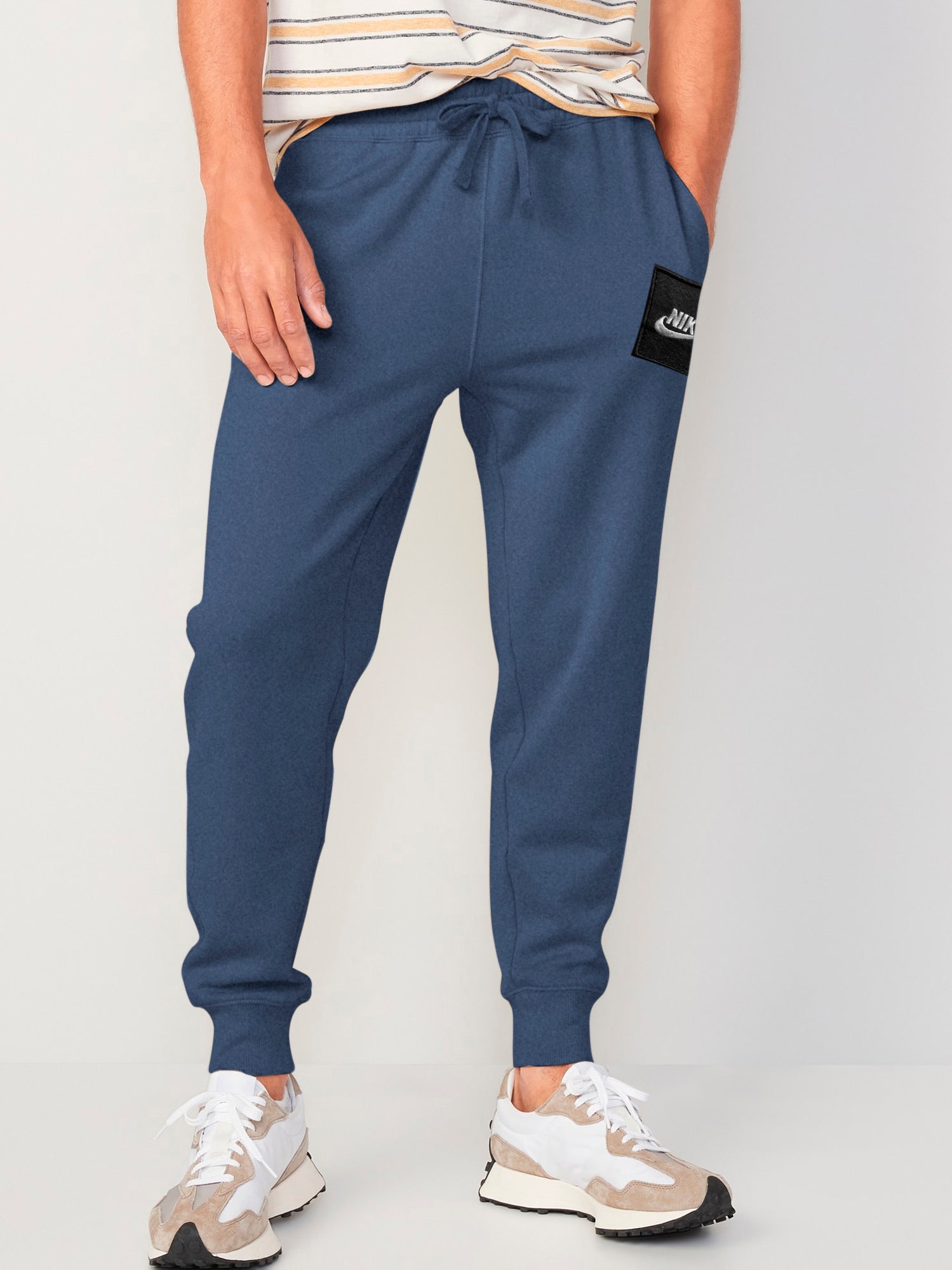 NK Terry Fleece Slim Fit Jogger Trouser For Men-Blue Melange-BE2207