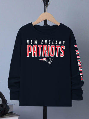 NFL Long Sleeve Tee Shirt For Kids-Navy with Print-SP3123