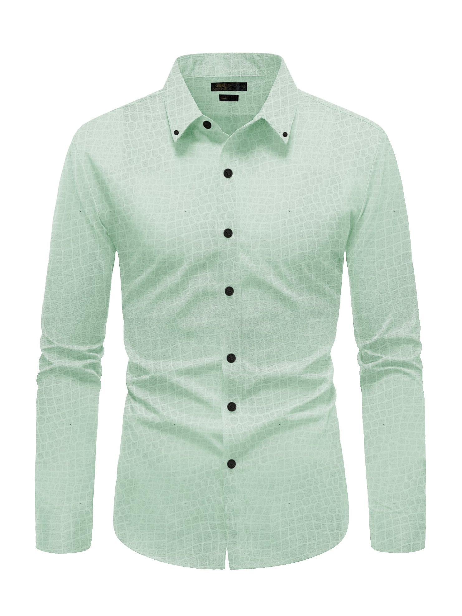 Oxen Nexoluce Premium Slim Fit Casual Shirt For Men-Cyan Green with Allover Texture-SP2163