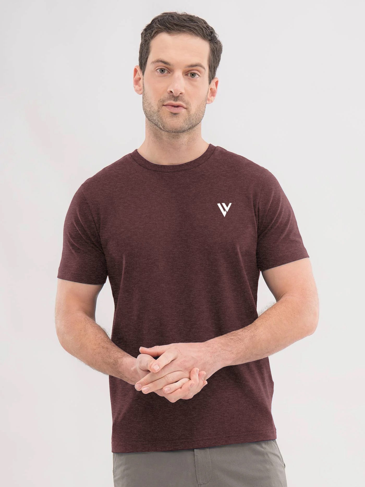 Louis Vicaci Summer Full Streatch T Shirt For Men-Maroon Melange-SP1908