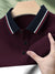 LV Summer Single Jersey Polo Shirt For Men-Maroon with White & Navy Panels-BE1836/BR14011