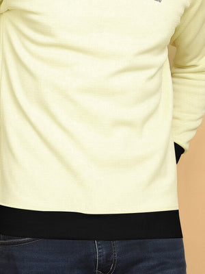 Upgrade Fashion Fleece Funky Style Sweatshirt For Men-Cream with Black-BE2719