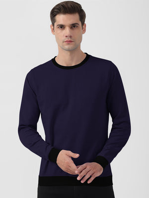 Upgrade Fashion Fleece Funky Style Sweatshirt For Men-Dark Blue with Black-BE2360