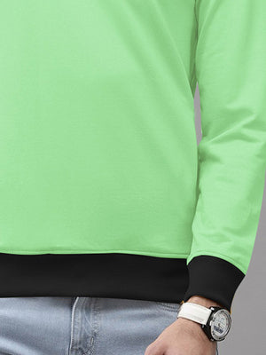 Upgrade Fashion Fleece Funky Style Sweatshirt For Men-Light Green with Black-BE2720