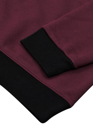 Upgrade Fashion Terry Fleece Funky Style Sweatshirt For Men-Burgundy with Black-BE2361