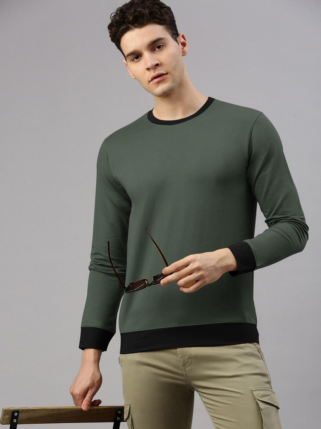 Upgrade Fashion Terry Fleece Funky Style Sweatshirt For Men-Camou Green with Black-BE2367