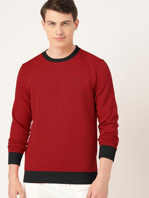 Upgrade Fashion Terry Fleece Funky Style Sweatshirt For Men-Coral Red with Black-BE2344